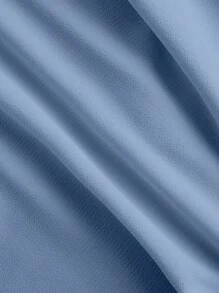 SHEIN LUNE Blouse décontractée pour femmes grandes tailles, col rond plissé, manches à volants, couleur unie - Bleu azur - Voir 5