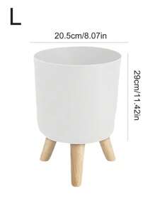 Bodenstehender runder Blumentopf mit Kräuter-Selbstbewässerungssystem, Drainage und Holzbeinen, Moderne Pflanzenpflege