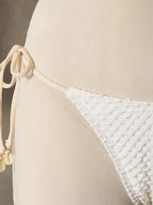 Bellisia Summer Beach Women's Strapless Textured Fabric Two-Piece Bikini Set - Beige - View 3