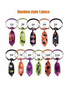 PETSIN 1pc Random Halloween Cat & Dog Printed Bow Tie For Pet