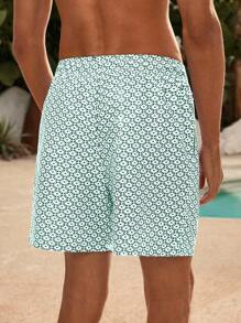 Manfinity VDAYZ Men's All-Over Print Drawstring Waist Pocket Beach Shorts - Multicolor - View 2