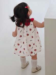 Hapijoa 女童卡通荷叶边领中长款泡泡裙，春夏