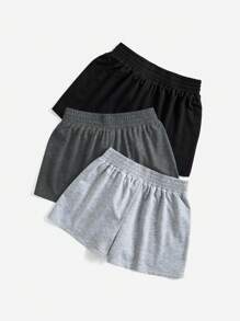 Comfortcana Set de 3 piezas con sudadera con capucha de escote en V y pantalones cortos para mujer - Multicolor - Ver 2