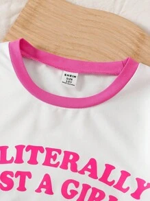 Tween Girls Cute White Summer Shorts Set,Family Matching Letter Print Tee & Solid Shorts,Back To School Kids Outfits - Multicolor - View 5