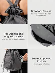 GLOWMODE 18L Easy Carry Multi-Style Crossbody Backpack Drawstring Shoulder Bag With Adjustable Straps Daily Casual - Grey - View 4