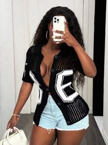 BamGleam Women's Hoodie Beach Sexy Vacation Hollow Out Lightweight Strap Dress Women's Sweater Thin Cardigan Cardigan Green Knitted Short Sleeve Regular Style Slimming Number 86 Sexy Vacation Beach Party Spring/Summer Women's Clothing Back To School Fashion