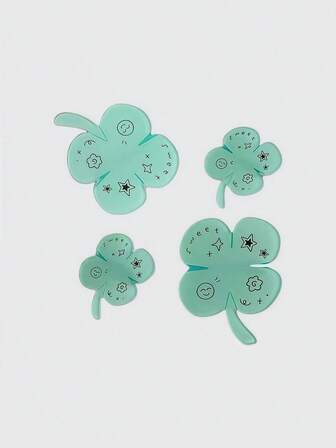 Anime 4 قطع مشابك شعر بأشكال ورقة البرسيم الحظ الحلوة، وجه مبتسم، حرف، نجمة Y2K، يمكن تثبيتها على الحقائب والدفاتر، مجموعة إكسسوارات صداقة، مناسبة للتنسيق اليومي