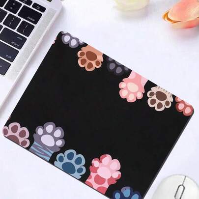 SHEIN 1个可爱猫爪印鼠标垫，适用于办公室、家庭和游戏 - 柔软舒适，电脑桌面垫，送给爱猫人士的礼物，经久耐用，日常使用配件