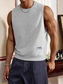 SWAVVY 男士字母印花休闲宽松无袖背心 - 灰色 - 查看 3