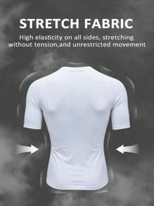 Manfinity Sport Corelite Áo thun thể thao nam ngắn tay in hình dơi, dáng ôm, chất liệu nén, thích hợp mặc trong nhà. - màu đen - Xem 3
