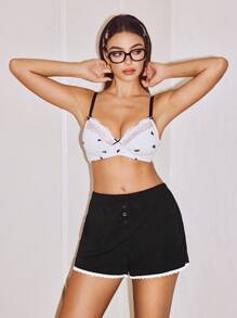 Lowkey Lull Women's Comfortable Ribbed Front Button Pajama Bottoms Casual - Pink - View 5