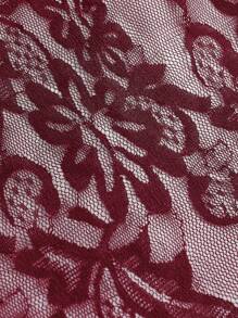 SHEIN EZwear Women's Sexy Casual Burgundy Lace Asymmetrical Hem Tight Bandeau Top, Suitable For Summer,Sexy Top - Burgundy - View 3