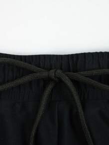 Manfinity Swimmode 3件套男士拼色泳衣套装，夏威夷风 - 黑與白 - 查看 3