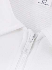 Sparklyn 2pcs/Set Teenager Girls Outfit, Back-To-School Spring Autumn Long Sleeve Zip-Up Jacket With Side Stripe & Bow, Matched With Knitted Short Skirt, Comfortable Fabric, Youthful Design For School Or Daily Wear Fall Winter