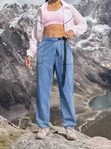 Quần Jeans Denim Đơn Giản Thường Ngày Cho Nữ - Màu xanh lam - Xem 4