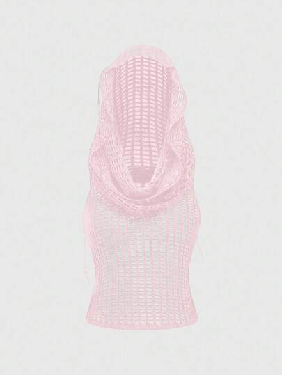 Kawaii sweat-shirt à capuche tricoté Y2K déchiré et ajouré, polyvalent