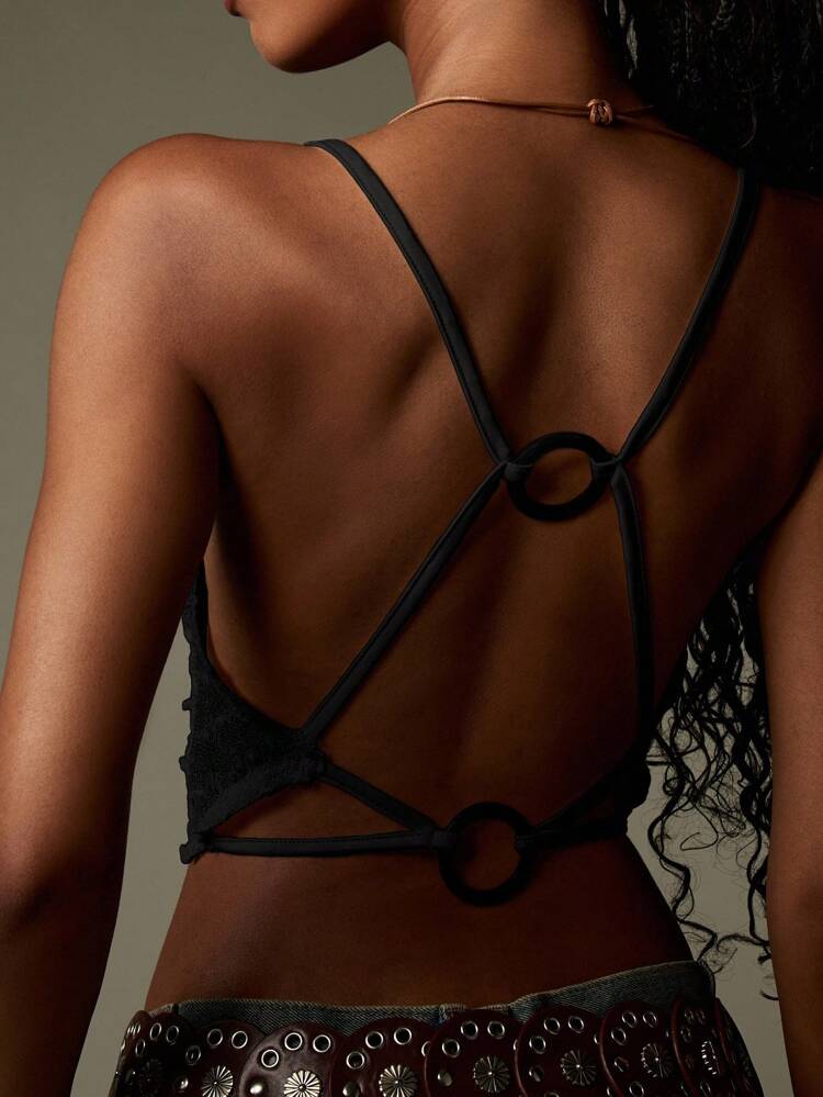 MISSGUIDED Trendsetter Linen Feel Cowl Neck Crop Top z skrzyżowanymi plecami, bez rękawów, na lato, na festiwal, na imprezę, na plażę, do klubu, na halter