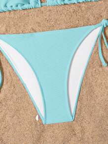 SHEIN Swim 2件套女士2025夏季海滩纯色露背性感比基尼泳装