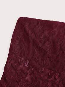 SHEIN EZwear Women's Sexy Casual Burgundy Lace Asymmetrical Hem Tight Bandeau Top, Suitable For Summer,Sexy Top - Burgundy - View 5