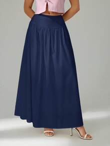SHEIN Tall Váy trơn màu thường ngày cho nữ, mùa hè - Màu xanh hải quân - Xem 8