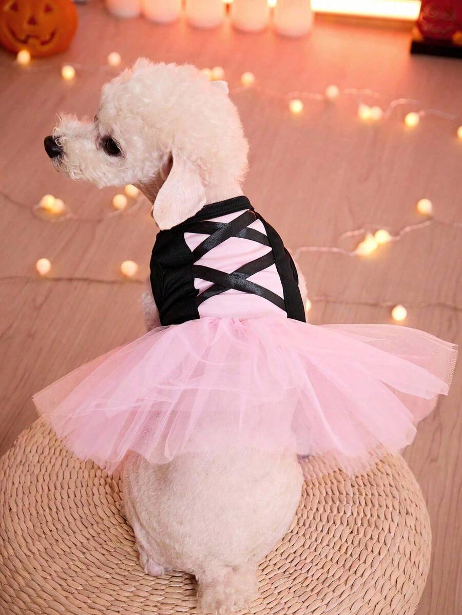 PETSIN Vestido de princesa de tul rosa para mascotas, gatos y perros en Halloween - Multicolor - Ver 1