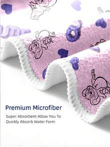 TOM & JERRY X SHEIN Letter & Cartoon Pattern Ultra-Soft Beach Towel Crafted With Microfiber , Gentle Skin-Friendly Touch, Hypoallergenic For All Skin Types - Mauve Purple - View 4