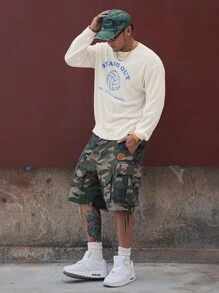 DAZY Men's Letter Print Lightweight Sweater, Spring/Summer Fall,Winter Vacation - White - View 4