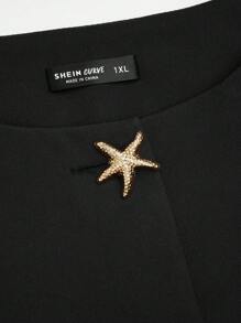 SHEIN Sweetro Plus Size Elegant Metal Buckle Decor Commuter Jacket Fall Winter Cloth For Women Autumn - Black - View 4