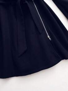 SHEIN LUNE Plus Size Casual Solid Color Jacket, Autumn/Winter Fall Cloth For Women - Navy Blue - View 3
