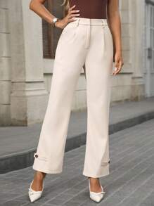 EMERY ROSE Women's Casual Elegant Business Pocket Suit Pants Cream Pants Pants For Women Flare Jeans Women's Pants Teacher Outfits For Women Fall Clothes For Women Business Casual Woman Office Outfits For Women