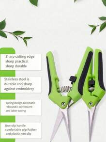 1pc Carbon Steel Garden Pruning Scissors, Modern Non-Slip Gardening Tool Stainless Steel Flower Branch Trimmer, Straight And Curved Head, Fruit Vegetable Vine Pruning Shears, Gardening Scissors