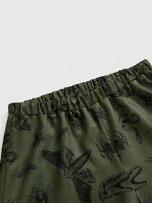 ROMWE Goth Plus Size Dark Moth, Skull, Snake, Insect All-Over Print Pants - Green - View 3