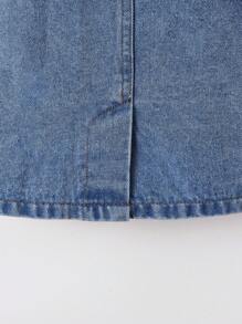 Genkimix Kids Young Girl Turn-Down Collar Denim Jacket With Waist Drawstring