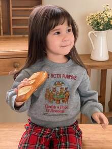 DAZY Toddler Girls' Cartoon Print Crew Neck Long Sleeve Sweatshirt, Spring/Autumn - Grey - View 7