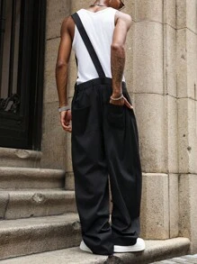 Manfinity EMRG 男士纯色口袋阔腿宽松休闲工装裤，秋季