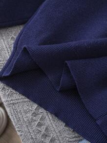 SHEIN 复古图案宽松长袖半拉链毛衣，适合青少年男孩