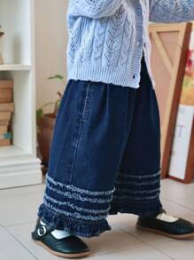 Dazy Kids Baby Mädchen Lässig Weite Beine Lose Gerade Bein Jeans, Kleinkind Herbstkleidung