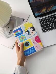 SHEIN Cartoon Anime Series, Foldable Bathroom Mirror, Lightweight, Ultra-Thin, Portable Handheld Mirror, Durable Polyurethane Leather Material, Suitable For Various Occasions And Everyone, Square Foldable Design For Easy Carrying, Suitable For Valentine's Day Gifts, New Year Gifts, New Year Gifts, Gifts For Girlfriends, Holiday Gifts - White - View 2