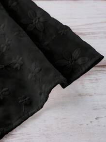 Linhara 大码女式时尚休闲网眼刺绣衬衫