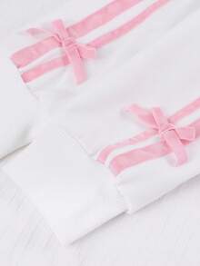 Sparklyn 2pcs/Set Teenager Girls Outfit, Back-To-School Spring Autumn Long Sleeve Zip-Up Jacket With Side Stripe & Bow, Matched With Knitted Short Skirt, Comfortable Fabric, Youthful Design For School Or Daily Wear Fall Winter