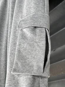 SHEIN 青少年男孩简约纯灰色工装运动裤，休闲学院风，舒适时尚，百搭，面料柔软，适合日常穿着、上学、郊游、户外运动、秋冬季