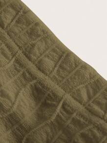 SHEIN EZwear Olive Green Knit Mesh Women's Bodycon Skirt - Army Green - View 3