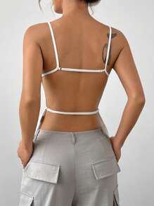 SHEIN EZwear Camisole d'été pour femmes, sexy, unicolore, dos nu