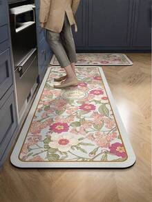 1pc Kitchen Mat, Fashionable Style, Water-Absorbing, Quick-Drying, Anti-Slip. Simple Diatom Mud Soft Rubber Mat. Suitable For Kitchen, Bathroom, Entrance Door, Laundry Room And Other Places ,Room Decor. - Multicolor - View 3