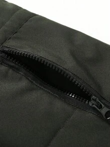 Manfinity Homme Men's Solid Color Zip-Up Hooded Drawstring Casual Jacket For Winter, Men Winter Jacket Warm, Jackets For Men Winter, Men Bubble Jacket, Men Winter Coat , Fall