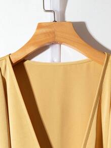 GlowEve CURVE Plus Size Elegant Casual V-Neck Satin Loose Sleeveless Shirt And High Waist Wide Leg Pants 2 Pieces Set, Suitable For Summer, Back To School, Graduation, Holidays, Valentine's Day, Music Festivals, Mother's Day, Halloween, Thanksgiving, Easter, National Day, Ball, Date, Party, Wedding, Outdoor Activities - Multicolor - View 5