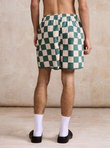 Zalmeno Quần short đi biển họa tiết caro có dây rút ở eo dành cho nam - màu xanh lá - Xem 6