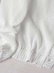 SHEIN Clasi Cárdigan blanco casual de manga larga con botones para mujer de talla grande