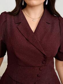 Modelyn Vestido largo de noche de unicolor y sencillo para mujer de talla grande - Burdeos - Ver 2