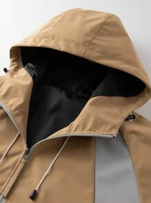 Manfinity Homme 男士春秋抽绳拼接连帽长袖夹克